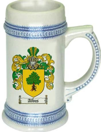 Albus family crest stein coat of arms tankard mug