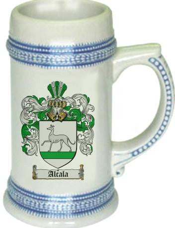 Alcala family crest stein coat of arms tankard mug