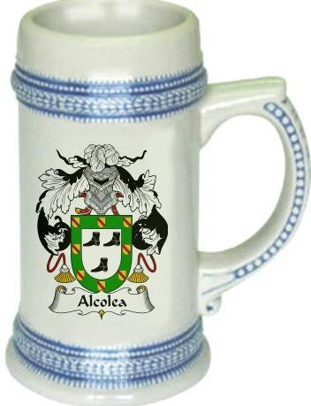 Alcolea family crest stein coat of arms tankard mug