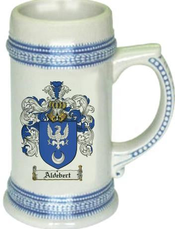 Aldebert family crest stein coat of arms tankard mug