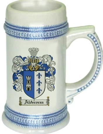 Aldecocea family crest stein coat of arms tankard mug
