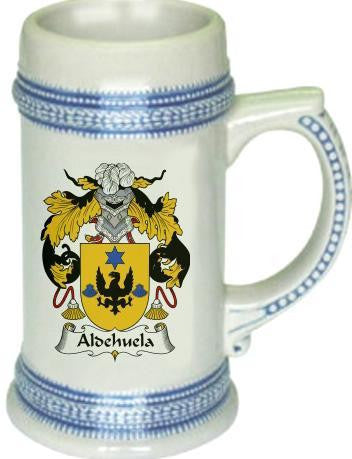 Aldehuela family crest stein coat of arms tankard mug