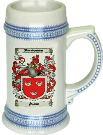 Alder family crest stein coat of arms tankard mug
