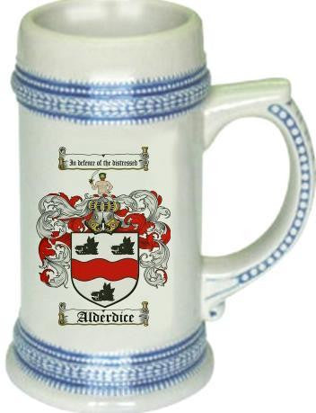 Alderdice family crest stein coat of arms tankard mug