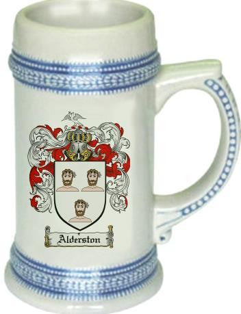 Alderston family crest stein coat of arms tankard mug