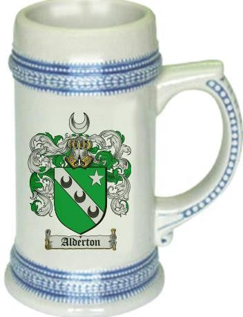 Alderton family crest stein coat of arms tankard mug