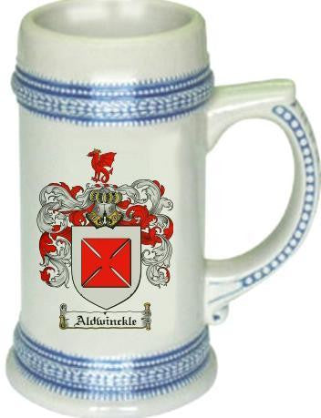 Aldwinckle family crest stein coat of arms tankard mug