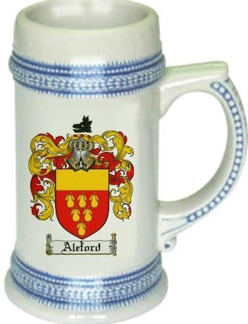 Aleford family crest stein coat of arms tankard mug