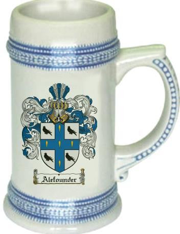 Alefounder family crest stein coat of arms tankard mug