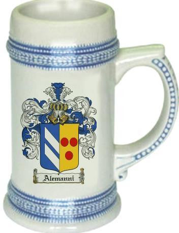 Alemanni family crest stein coat of arms tankard mug