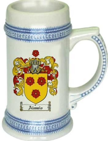 Alessio family crest stein coat of arms tankard mug