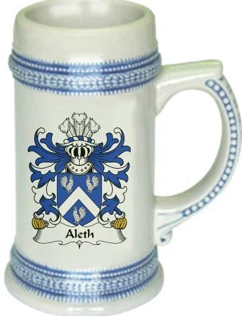 Aleth family crest stein coat of arms tankard mug