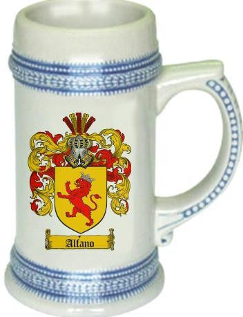 Alfano family crest stein coat of arms tankard mug