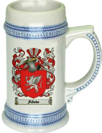 Alioto family crest stein coat of arms tankard mug