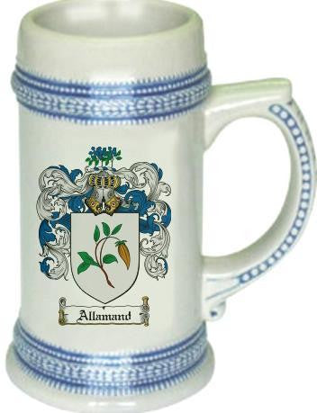 Allamand family crest stein coat of arms tankard mug