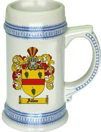 Allan family crest stein coat of arms tankard mug