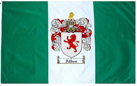 Allbon family crest coat of arms flag