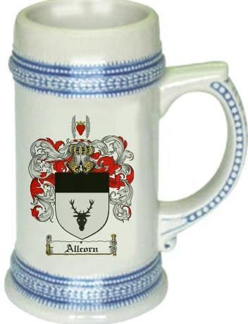 Allcorn family crest stein coat of arms tankard mug