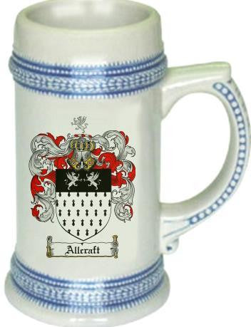 Allcraft family crest stein coat of arms tankard mug
