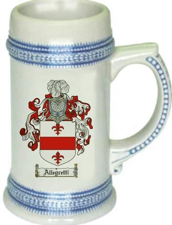 Allegretti family crest stein coat of arms tankard mug