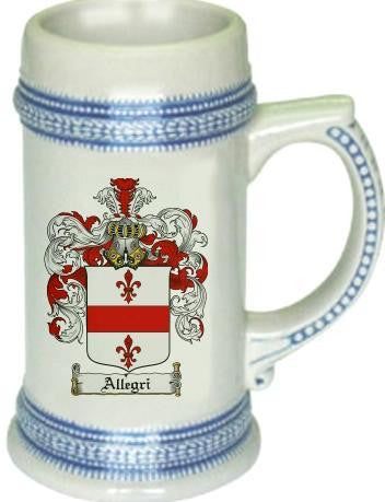Allegri family crest stein coat of arms tankard mug