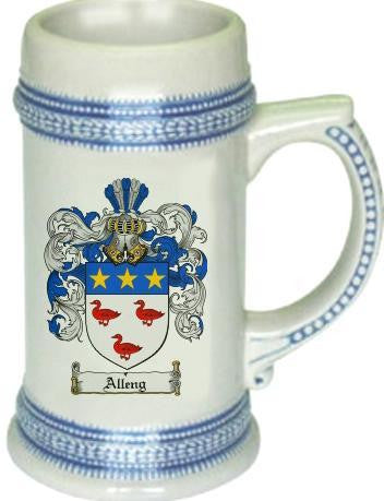 Alleng family crest stein coat of arms tankard mug