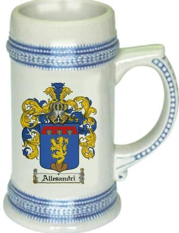 Allesandri family crest stein coat of arms tankard mug