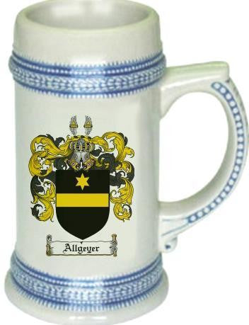 Allgeyer family crest stein coat of arms tankard mug