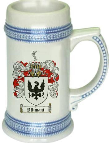 Allimant family crest stein coat of arms tankard mug