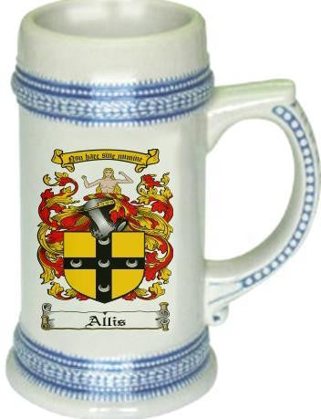 Allis family crest stein coat of arms tankard mug
