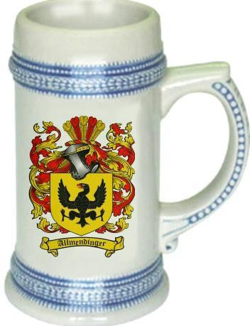 Allmendinger family crest stein coat of arms tankard mug
