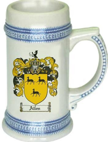 Allon family crest stein coat of arms tankard mug