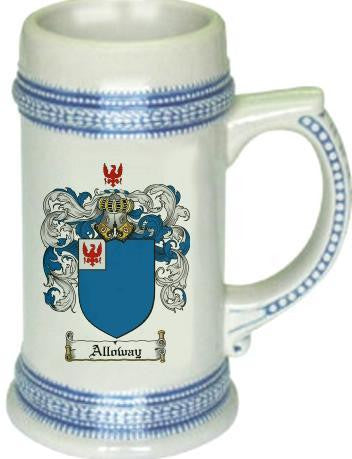 Alloway family crest stein coat of arms tankard mug