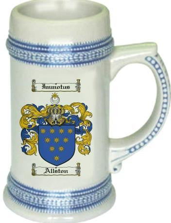 Allston family crest stein coat of arms tankard mug