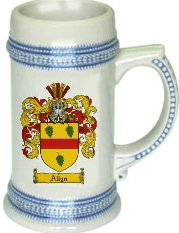 Allyn family crest stein coat of arms tankard mug