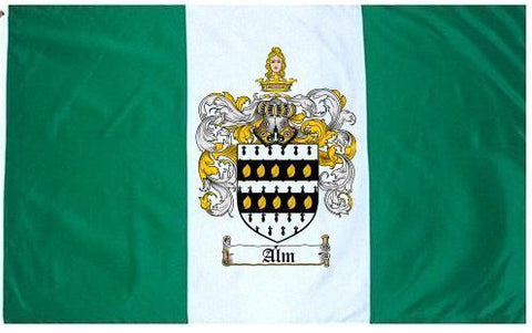 Alm family crest coat of arms flag