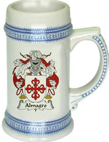 Almagro family crest stein coat of arms tankard mug