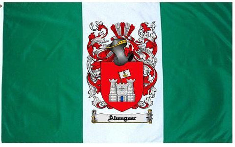 Almaguer family crest coat of arms flag