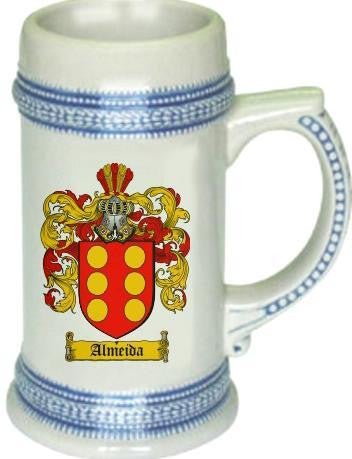 Almeida family crest stein coat of arms tankard mug