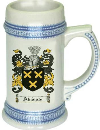 Almonte family crest stein coat of arms tankard mug