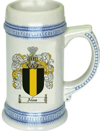 Alms family crest stein coat of arms tankard mug