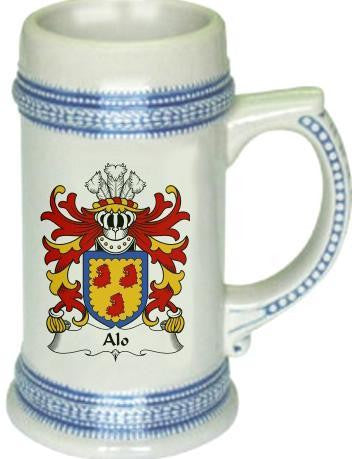 Alo family crest stein coat of arms tankard mug