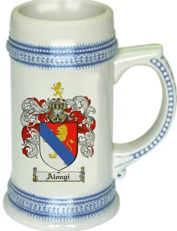Alongi family crest stein coat of arms tankard mug
