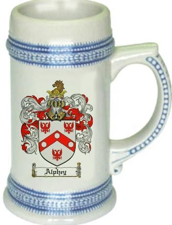 Alphey family crest stein coat of arms tankard mug