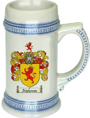Alphonse family crest stein coat of arms tankard mug