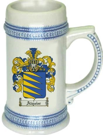 Alquier family crest stein coat of arms tankard mug