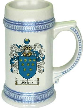 Alstone family crest stein coat of arms tankard mug