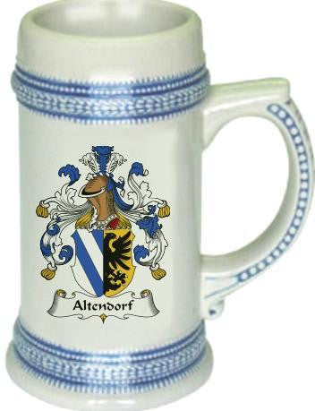 Altendorf family crest stein coat of arms tankard mug