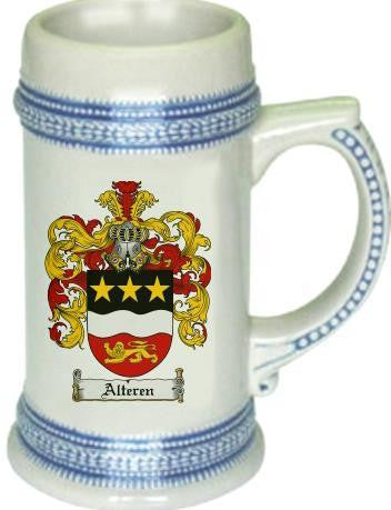 Alteren family crest stein coat of arms tankard mug