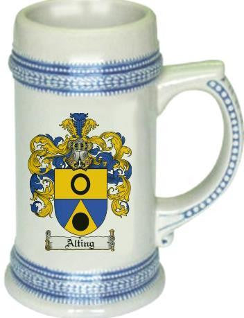 Alting family crest stein coat of arms tankard mug